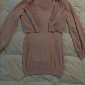 Pink Lily Pink Dress with Cardigan